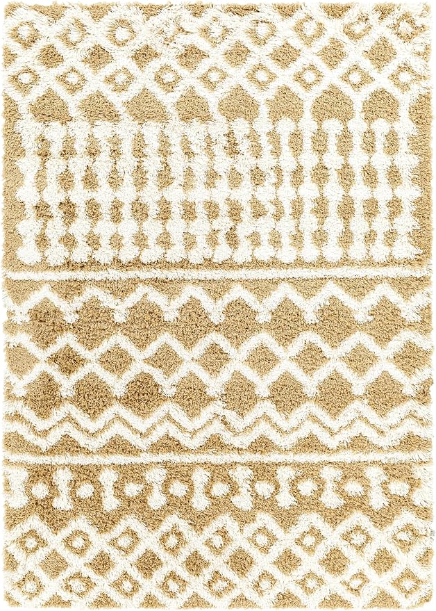 Livabliss Hapsburg Moroccan Shag Area Rug,5'3" x 7'3",Camel