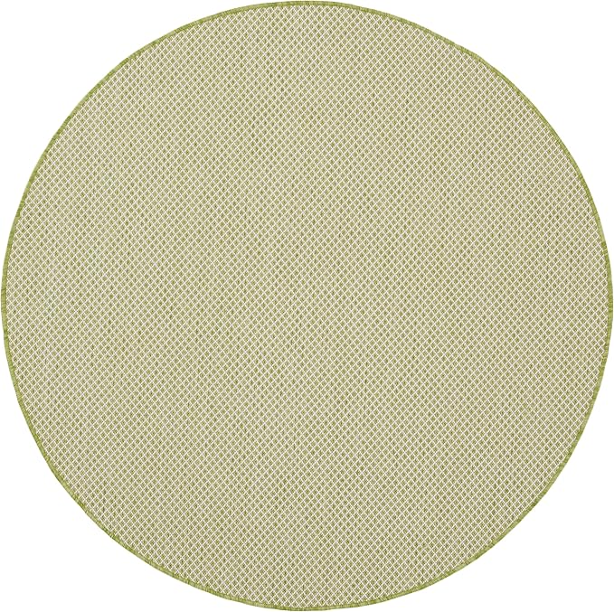Nourison Home Courtyard Ivory Green 4' x Round Area Rug - Easy Clean, Non Shedding, Bed Room, Living Room, Dining Room, Kitchen (4' x Round)