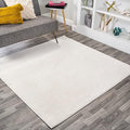 Eyely UES100T-7SQ Supersoft Haze Solid Low-Pile Indoor Area Rug, Coastal, Bohemian, Minimalist, Classic, Casual for Bedroom,Kitchen,Living Room,Non Shedding,Easy-Washing, Cream, 7' Square