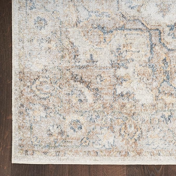 Nourison Home Astra Machine Washable Silver Grey 6'7" x 9' Area Rug - Easy Clean, Non Shedding, Bed Room, Living Room, Dining Room, Kitchen (7' x 9')