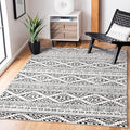 SAFAVIEH Tulum Collection Area Rug - 12' Square, Ivory & Black, Moroccan Boho Tribal Design, Non-Shedding & Easy to Clean, Ideal for Living Room, Bedroom, Dining Space (TUL272B)