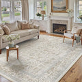 Taupe Area Rug 5x7 Machine Washable Vintage Living Room Distressed Non Slip Carpet Traditional Indoor Bedroom Retro Floral Accent Throw Large Rug for Office Kitchen Bathroom Dining Room