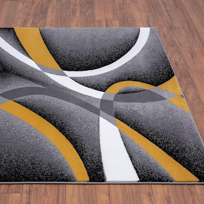 2305 Geometric Abstract Yellow 5x7 Area Rugs for Living Room