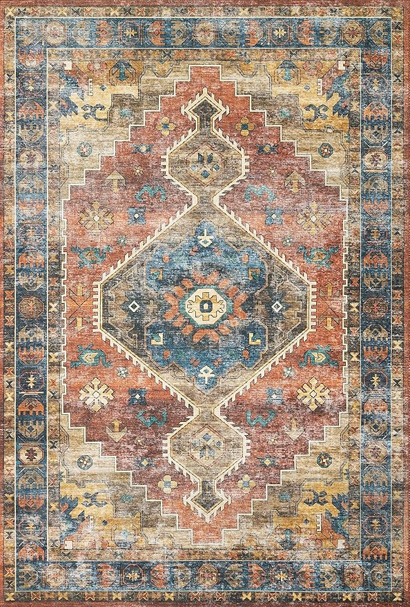 Loloi Skye Collection SKY-11 Rust/Blue 8'-0" x 8'-0" Round Area Rug