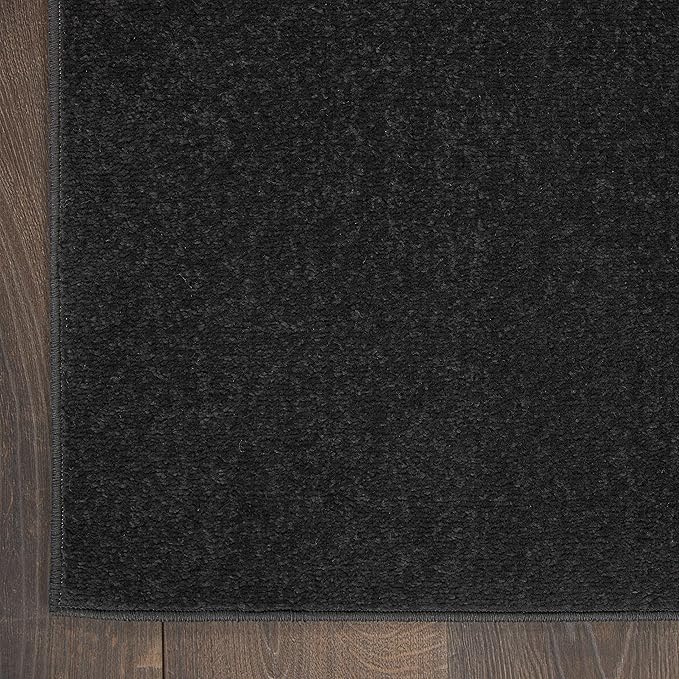 Nourison Home Nourison Essentials Black 2' x 6' Area Rug - Easy Clean, Non Shedding, Bed Room, Living Room, Dining Room, Kitchen (6' Runner)
