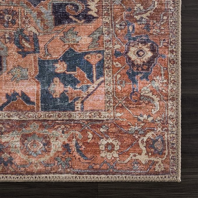 Bloom Rugs Washable 10 ft Runner - Beige/Terracotta Traditional Runner for Entryway, Hallway, Bathroom, and Kitchen - Exact Size: 2.5' x 10'