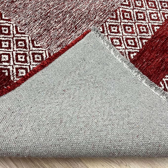 Alfa Rich 7x10 Red Burgundy Washable Area Rugs for Living Room Bedroom Kitchen Dining Cotton Rug