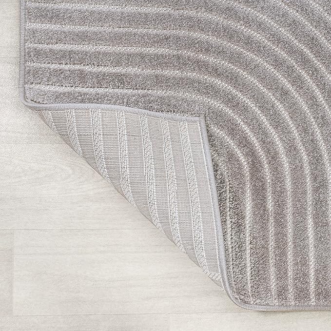 JONATHAN Y Hallie High-Low Curve Gray/Ivory Indoor/Outdoor Area Rug, 8x10, Minimalist, Pet Friendly, Non-Shedding, Stain Resistant, Hose-Washable for Backyard, Patio, Porch (SCN100A-8)