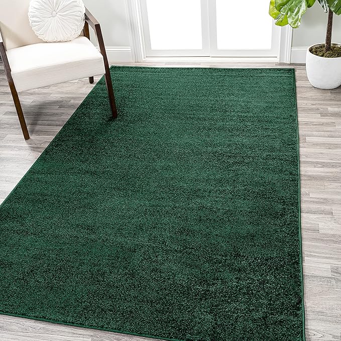 Eyely UES100L-9 Supersoft Haze Solid Low-Pile Indoor Area Rug Casual;Contemporary;Solid;Traditional, Bedroom, Kitchen, Living Room, Easy-Cleaning, Non-Shedding, 9 X 12, Emerald