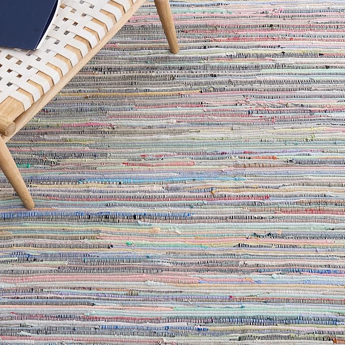 SAFAVIEH Rag Rug, Collection X-Large Area Rug - 11' x 15', Grey & Multi, Handmade Boho Stripe Cotton, Ideal for High Traffic Areas in Living Room, Bedroom (RAR121M)