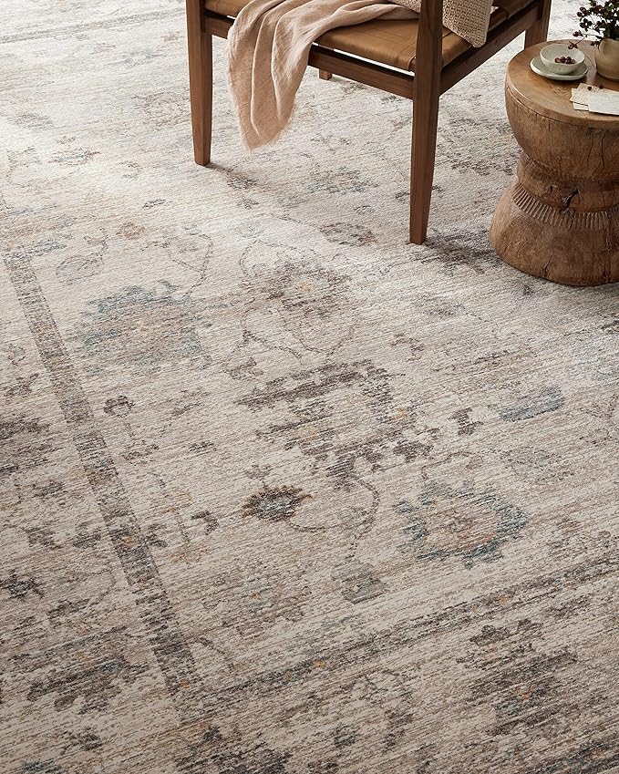 Loloi Magnolia Home by Joanna Gaines Millie Collection MIE-01 Silver/Dove 5'-3" x 7'-6", .25" Pile Height, Area Rug