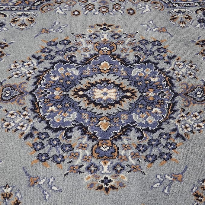 Home Dynamix Premium Sakarya Traditional Medallion Border Area Rug, Silver, 21"x35" Rectangle
