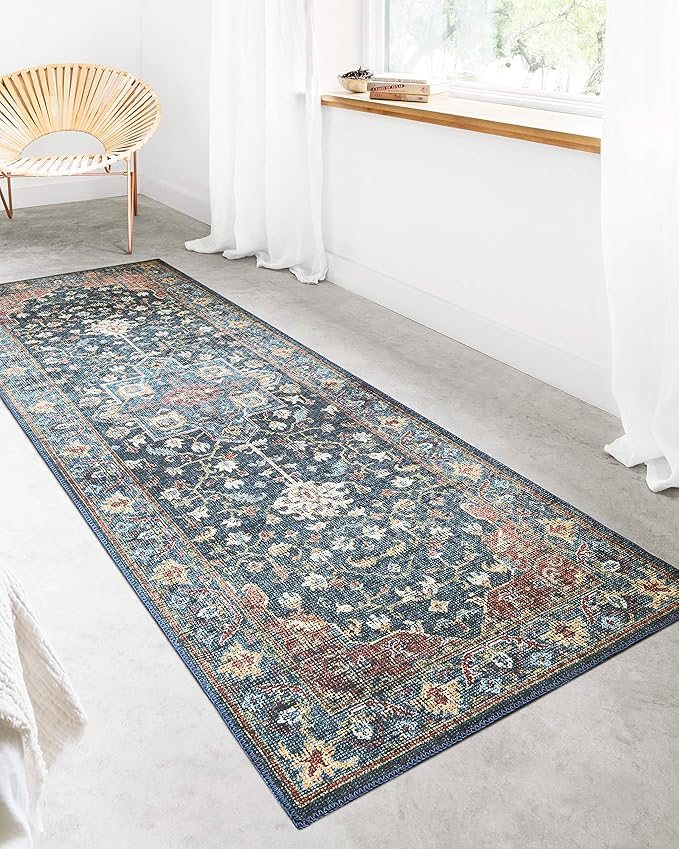 Loloi Skye Collection SKY-08 Denim/Brick 6'-0" x 6'-0" Round Area Rug