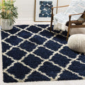 SAFAVIEH Dallas Shag Collection Accent Rug - 4' x 6', Navy & Ivory, Trellis Design, Non-Shedding & Easy Care, 1.5-inch Thick Ideal for High Traffic Areas in Entryway, Living Room, Bedroom (SGD257N)