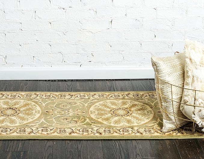 Unique Loom Versailles Collection Traditional Classic Medallion Floral Motif Area Rug (2' 7 x 10' 0 Runner, Green/ Ivory)