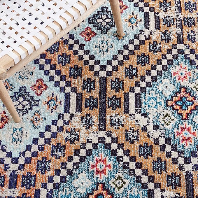 SAFAVIEH Madison Collection Runner Rug - 2'2" x 6', Orange & Beige, Boho Diamond Distressed Design, Non-Shedding & Easy Care, Ideal for High Traffic Areas in Living Room, Bedroom (MAD418P)