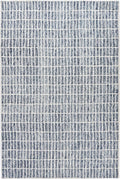 Hand-Tufted 100% Wool Area Rug – Unique Modern Geometric Grid Pattern, Soft Plush Textured Carpet for Living Room, Bedroom, Dining Room & Entryway (Denim Blue, 6' Round)