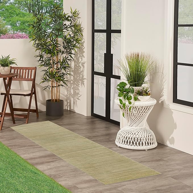 Nourison Home Nourison Essentials Green Gold 2'2" x 7'6" Area Rug - Easy Clean, Non Shedding, Bed Room, Living Room, Dining Room, Kitchen (8' Runner)