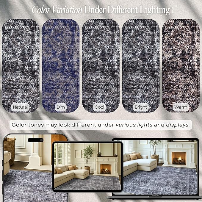 Fame Rugs Turkish Rug. Washable Vintage Oriental Antique Inspired Traditional Doormat Small Modern Area Rugs Luxury Entryway Entry Bedroom Bathroom Kitchen (396NN, 2' x 3')