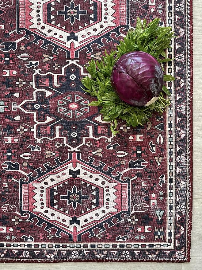 Fame Living Washable Area Rug. Modern Farmhouse. Vintage. Turkish. Bohemian. Distressed. Oriental. Traditional. Rugs for Living Room. Dining. Bedroom. Office. Entryway. Foyer. (851RR, 9' x 12')