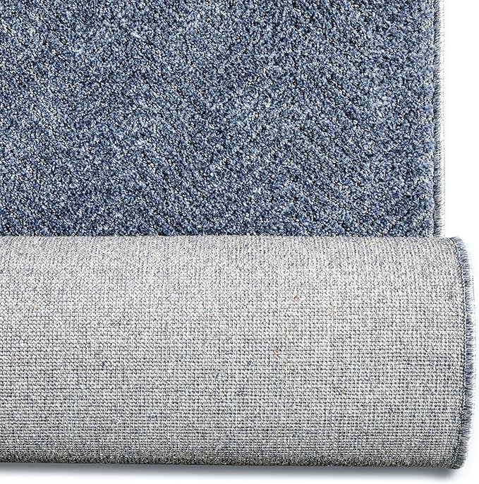 Well Woven Custom Size Hallway & Stair Runner- Harlow Pompeii Blue 27 Inches Wide x 18 Feet Long Runner (27" x 18') Runner Rug - Modern Chevron Pattern, Ultra-Soft, Easy-Clean