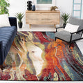 SAFAVIEH Glacier Collection Area Rug - 9' x 12', Red & Green, Modern Abstract Design, Non-Shedding & Easy Care, Ideal for High Traffic Areas in Living Room, Bedroom (GLA126Q)