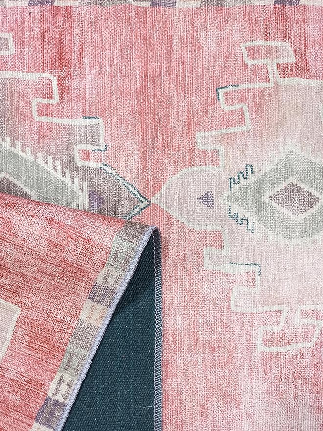 Turkish Rug. Washable Vintage Oriental Antique Inspired Traditional Doormat Small Modern Area Rugs Luxury Entryway Entry Bedroom Bathroom Kitchen (379PP, 2' x 3')