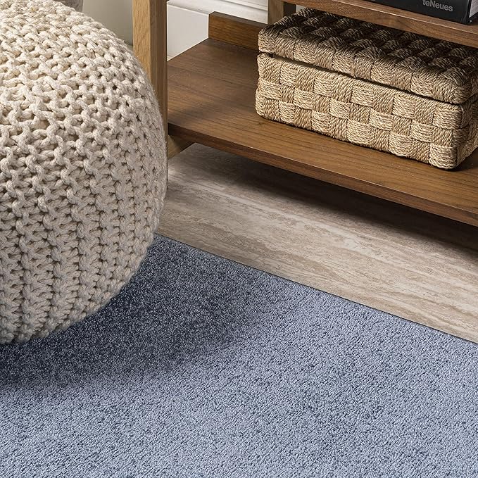JONATHAN Y Haze Solid Low-Pile Classic Blue 4x6 Oval Indoor Area Rug, Coastal,Bohemian,Minimalist,Classic, Easy-Cleaning for Living Room,Bedroom,Kitchen,Pet Friendly,Non-Shedding (SEU100F-4OV)