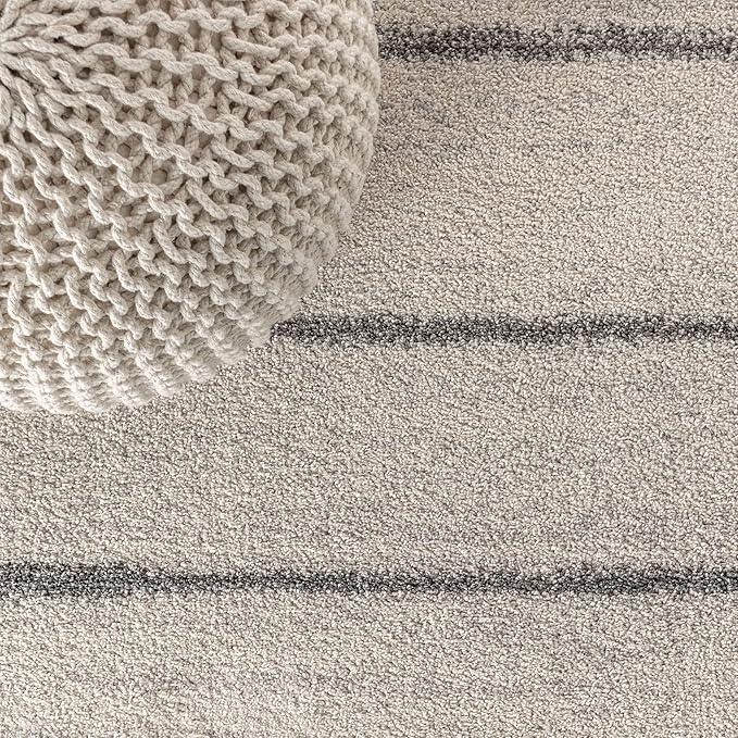 JONATHAN Y Williamsburg Minimalist Stripe Cream/Gray Indoor Area Rug, 8x10, Contemporary, Modern, Easy-Cleaning for Living Room, Bedroom, Kitchen, Pet Friendly, Non-Shedding (MOH201A-8)