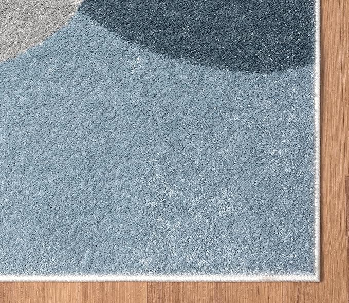 Abani Deco Collection Area Rug - Cream/Blue Mid-Century Design -6' x 9' - Easy to Clean - Durable for Kids and Pets - Non-Shedding - Medium Pile - Soft Feel - for Living Room, Bedroom & Office