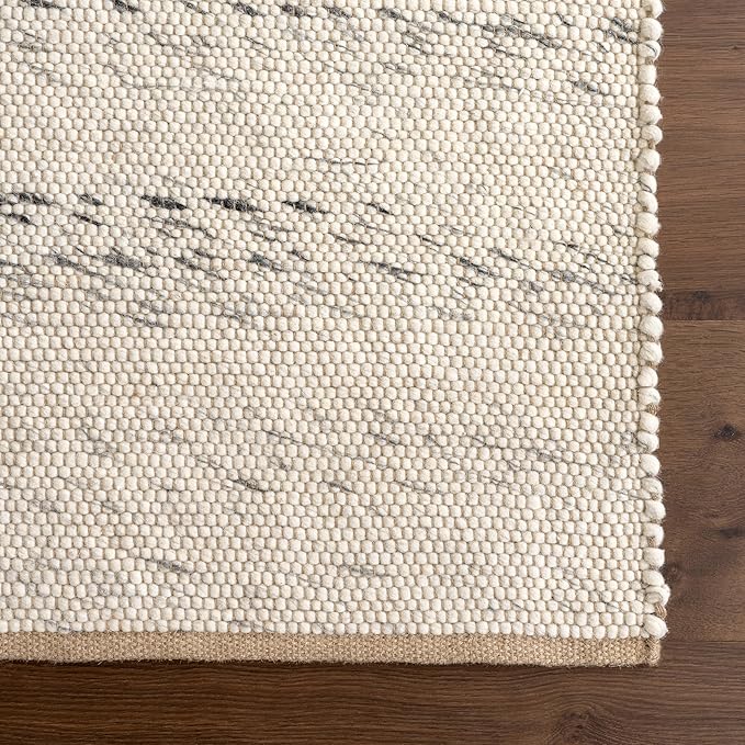Rugs USA Hamptons Marled Ivory/Grey, 7'6" x 9'6", Hand Woven, Marled, Tassel, Soft and Cozy, High Traffic, Stain Resistant, Easy Clean, Durable Area Rug for Bedroom, Living Room, Dining, Den, Foyer
