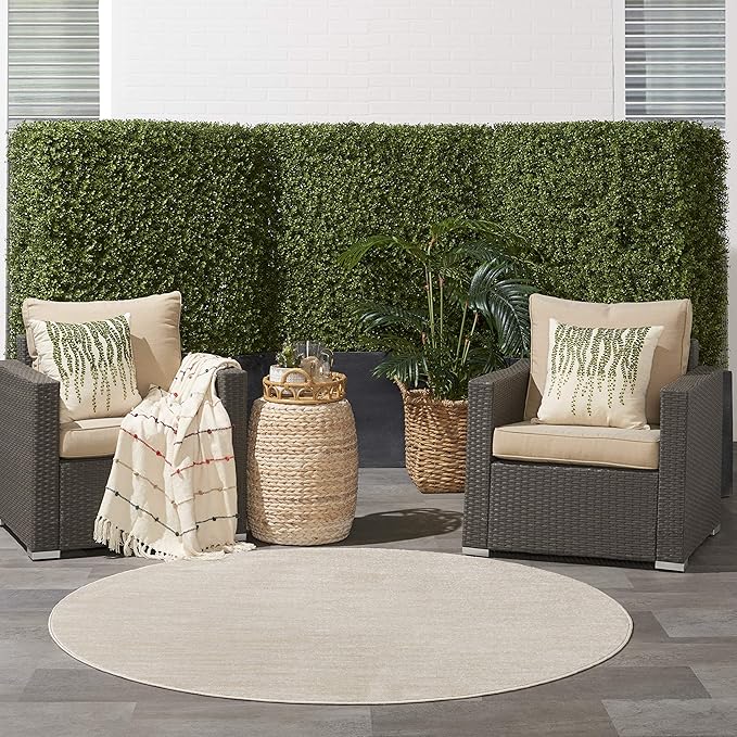 Nourison Home Nourison Essentials Ivory Beige 6' x Round Area Rug - Easy Clean, Non Shedding, Bed Room, Living Room, Dining Room, Kitchen (6' x Round)