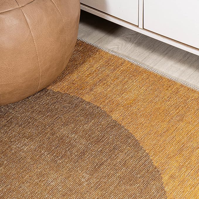 JONATHAN Y Machine Washable Indoor Area Rug 8X10 Brown/Cream/Terracotta, Demie Minimalist Graphic Circle for Living Room, Bedroom, Kitchen, Office, Easy-Cleaning, Pet-Friendly, Non-Shedding WSH114A-8