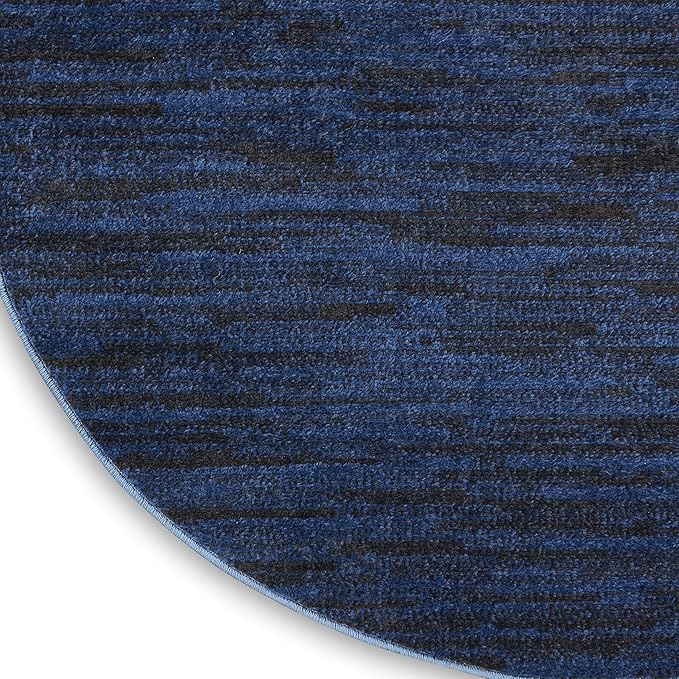 Nourison Home Nourison Essentials Midnight Blue 4' x Round Area Rug - Easy Clean, Non Shedding, Bed Room, Living Room, Dining Room, Kitchen (4' x Round)