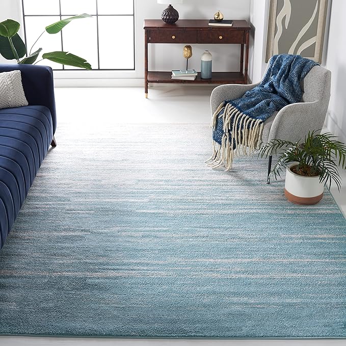 SAFAVIEH Area Rug 9x12 - Adirondack Collection - Large - Aqua & Ivory, Modern Ombre Design, Non Shedding & Easy to Clean, Ideal for Living Room, Bedroom, Office, Dining Space (ADR113J)