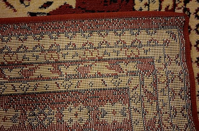 Unique Loom Taftan Collection Border Geometric Tribal Inspired Design Area Rug (2' 11 x 16' 5 Runner, Red/ Gold)