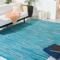 SAFAVIEH Rag Rug Collection X-Large Area Rug - 11' x 15', Blue & Multi, Handmade Boho Stripe Cotton, Ideal for High Traffic Areas in Living Room, Bedroom (RAR121B)