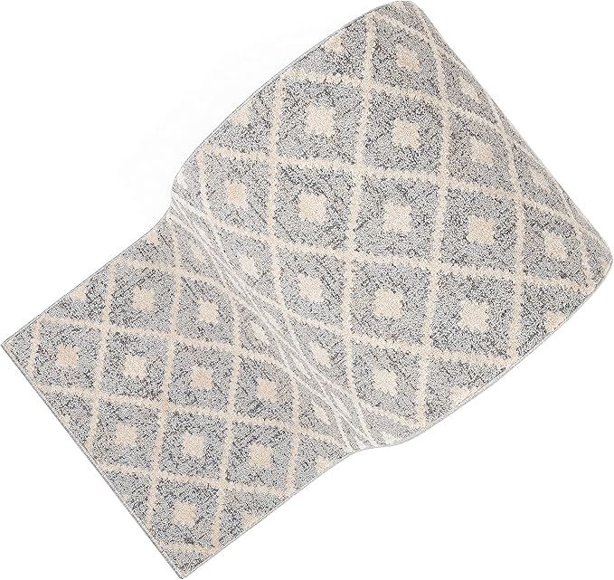 Well Woven Custom Size Hallway Stair Runner - Choose Your Length - Ainsley Grey Diamond Trellis Geometric Tribal - 27 Inches Wide x 16 Feet Long Runner (27" x 16' Runner) Rug