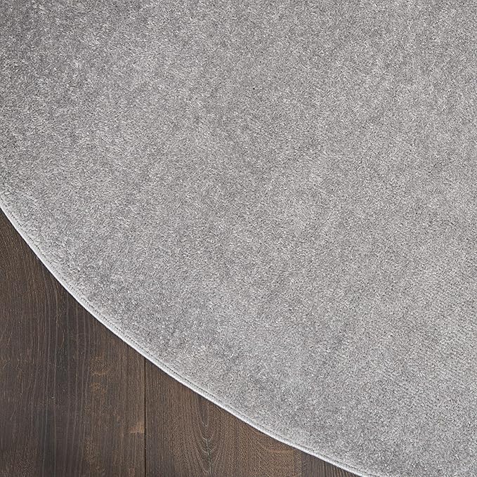 Nourison Home Nourison Essentials Silver Grey 10' x Round Area Rug - Easy Clean, Non Shedding, Bed Room, Living Room, Dining Room, Kitchen (10' x Round)