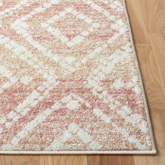 SAFAVIEH Adirondack Collection Area Rug - 5'1" x 7'6", Rose & Gold, Modern Diamond Distressed Design, Non-Shedding & Easy Care, Ideal for High Traffic Areas in Living Room, Bedroom (ADR131Q)