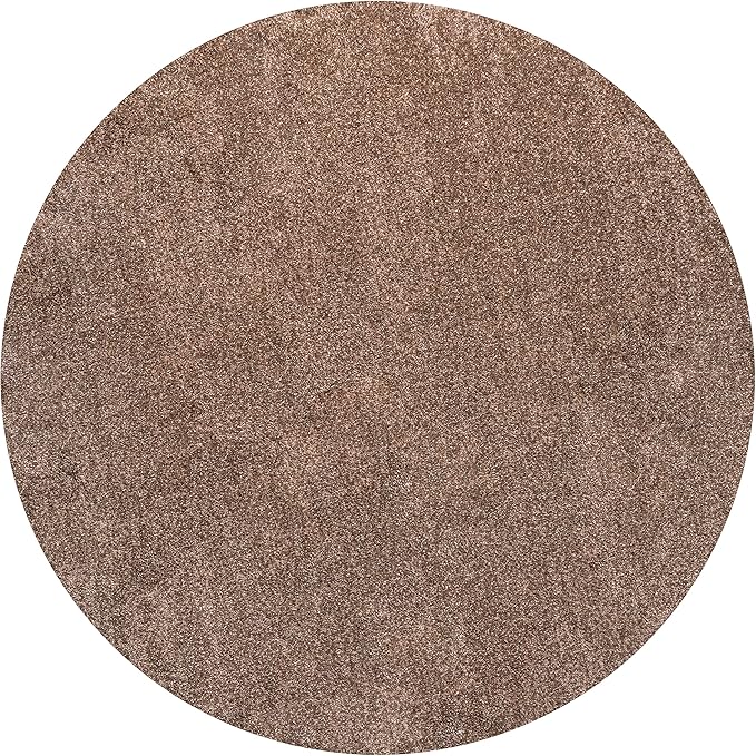 JONATHAN Y Haze Solid Low-Pile Brown 8' Round Indoor Area Rug, Coastal,Bohemian,Minimalist,Classic, Easy-Cleaning for Living Room,Bedroom,Kitchen,Pet Friendly,Non-Shedding (SEU100J-8R)