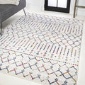 JONATHAN Y Boho Vintage Diamond Cream/Multi Indoor Area Rug 4X6 ft, Moroccan Hype for Living Room, Bedroom, Kitchen, Office, Easy-Cleaning, High Traffic, Pet-Friendly, Non-Shedding (MOH101H-4)