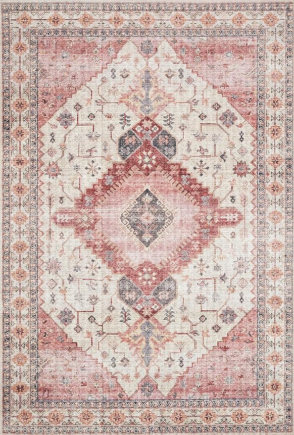 Loloi II Skye Collection SKY-02 Ivory/Berry 2'-6" x 7'-6" Runner Rug