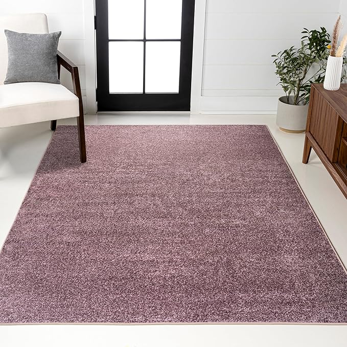JONATHAN Y Haze Solid Low-Pile Light Purple Indoor Area Rug 8x10, Coastal,Bohemian,Minimalist,Classic, Easy-Cleaning for Living Room,Bedroom,Kitchen,Pet Friendly,Non-Shedding (SEU100R-8)