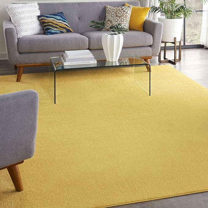 Nourison Home Nourison Essentials Yellow 8' x 10' Area Rug - Easy Clean, Non Shedding, Bed Room, Living Room, Dining Room, Kitchen (8' x 10')