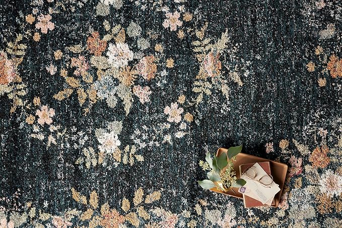 Loloi Rifle Paper Co. Laurel Collection LAU-01 Dark Navy 7'-10" x 10' Area Rug