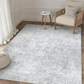 4x6 Area Rug Washable Vintage Entryway Living Room Carpet Indoor Office Non Slip Grey Entrance Distressed Low Pile Retro Accent Throw Rug for Dining Room Bathroom Bedroom Laundry