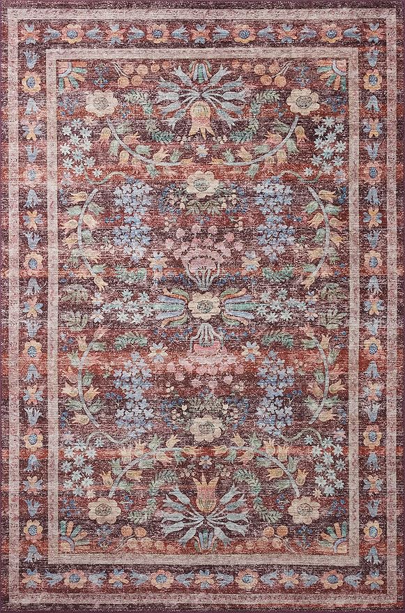 Loloi Rifle Paper Co. Maison Collection MAO-06 Red 2'-6" x 7'-6", .19" Pile Height, Runner Rug