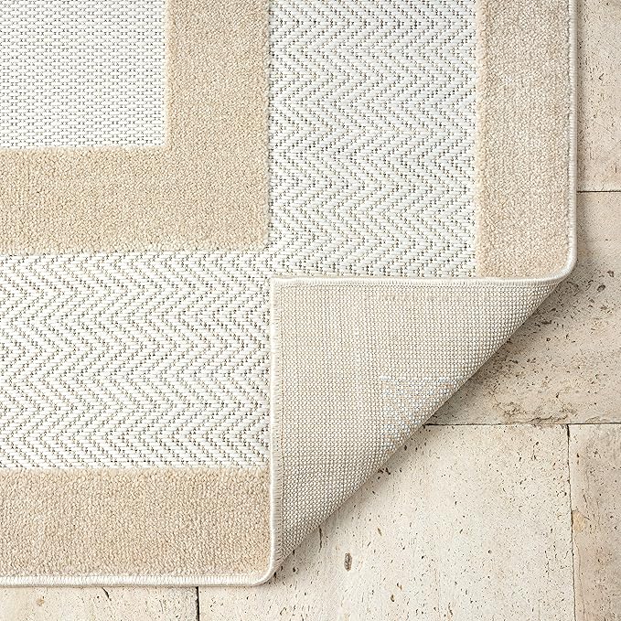 Abani Area Rugs - Modern Minimalist Pattern - Cream Rug for Living Room, Bedroom, Dining Room - Indoor/Outdoor - Easy to Clean - Non-Shedding - 4' x 6'