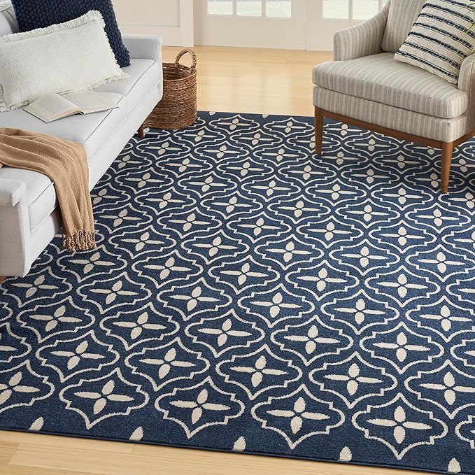 Nourison Home Nourison Essentials Navy Ivory 6' x 9' Area Rug - Easy Clean, Non Shedding, Bed Room, Living Room, Dining Room, Kitchen (6' x 9')